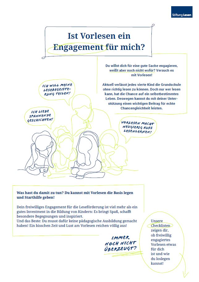 Freiwilliges Engagement: Vorschau Checkliste "Ist Vorlesen ein Engagement für mich?"