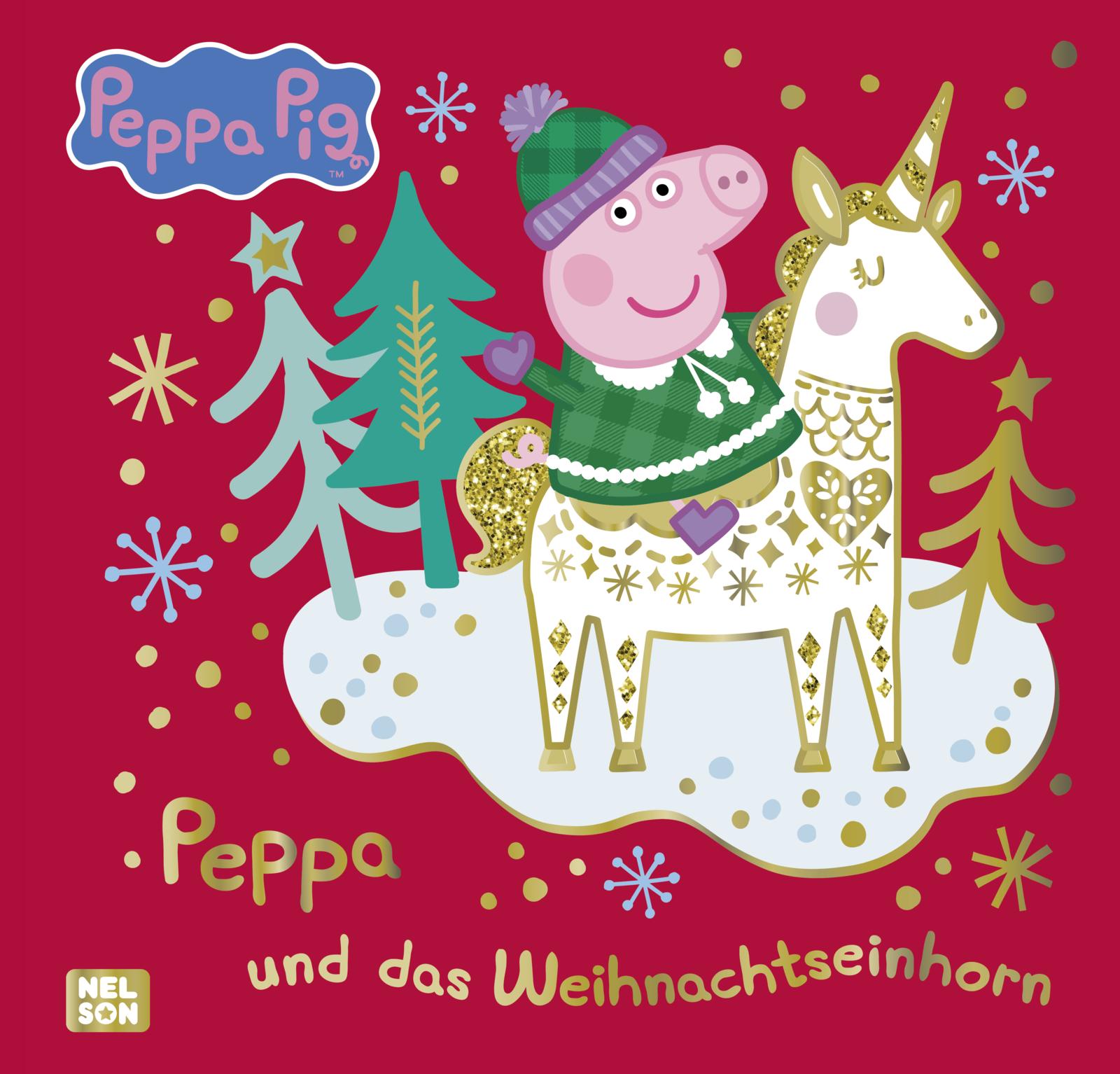 Buchcover "Peppa und das Weihnachtseinhorn", Nelson 