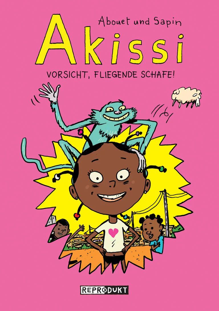 Buchcover "Akissi - Vorsicht, fliegende Schafe!". Reprodukt 