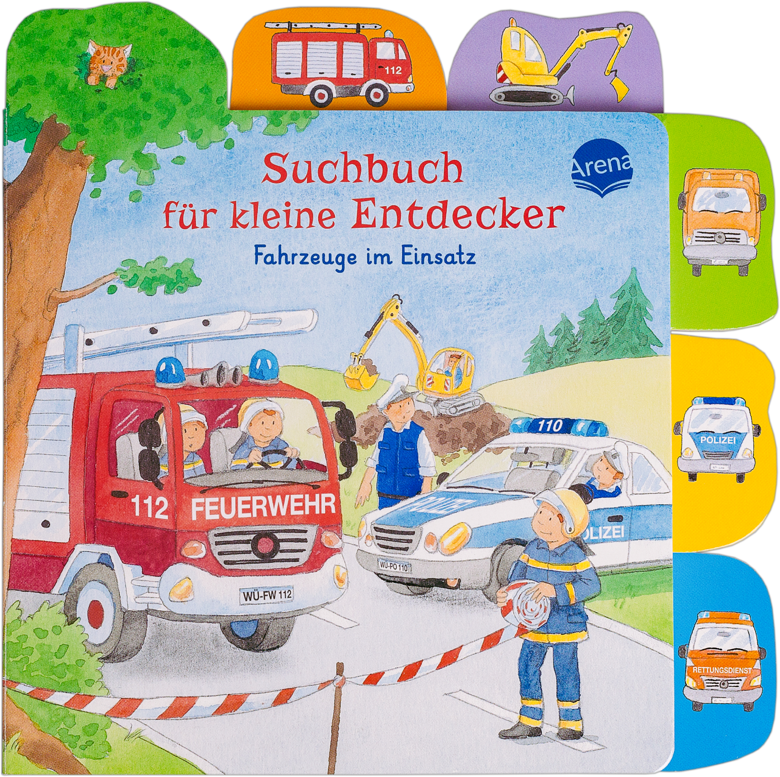 Buchcover "Fahrzeuge im Einsatz: Suchbuch für kleine Entdecker", Arena 