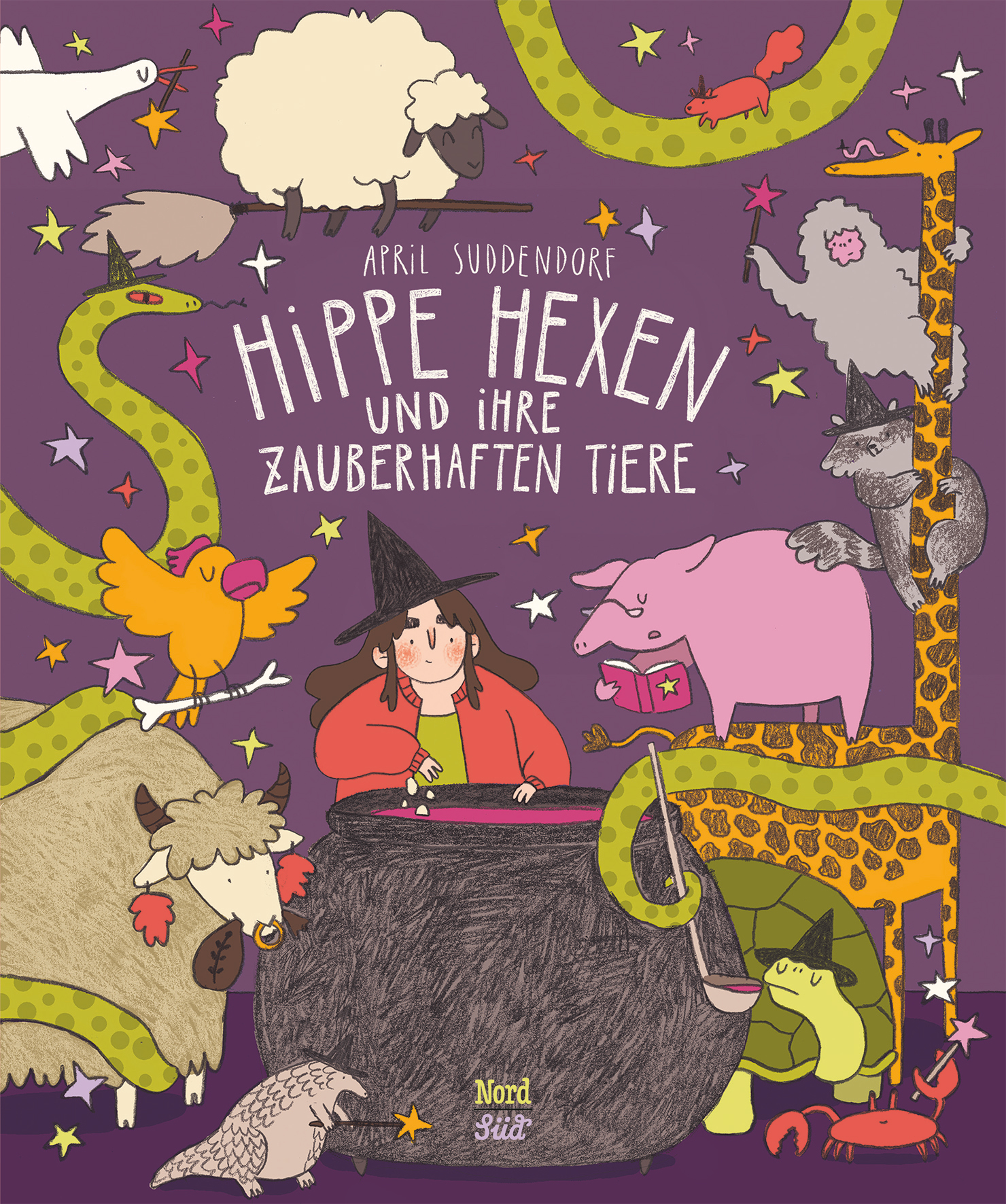 Buchcover "Hippe Hexen und ihre zauberhaften Tiere", NordSüd 