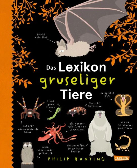 Buchcover "Das Lexikon gruseliger Tiere", Carlsen 
