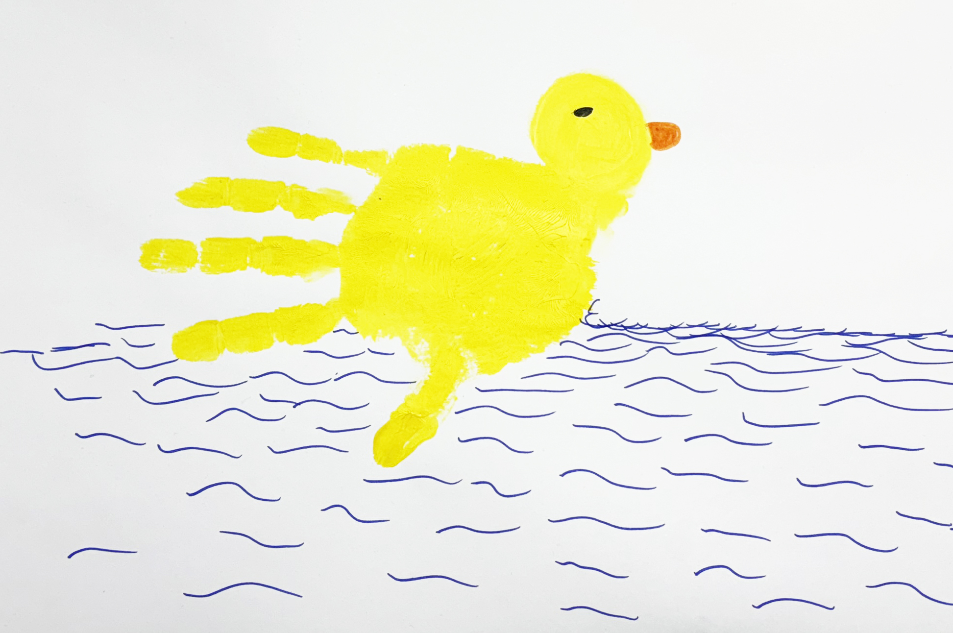 Aktionsidee "Ente mit der Hand drucken". Stiftung Lesen 