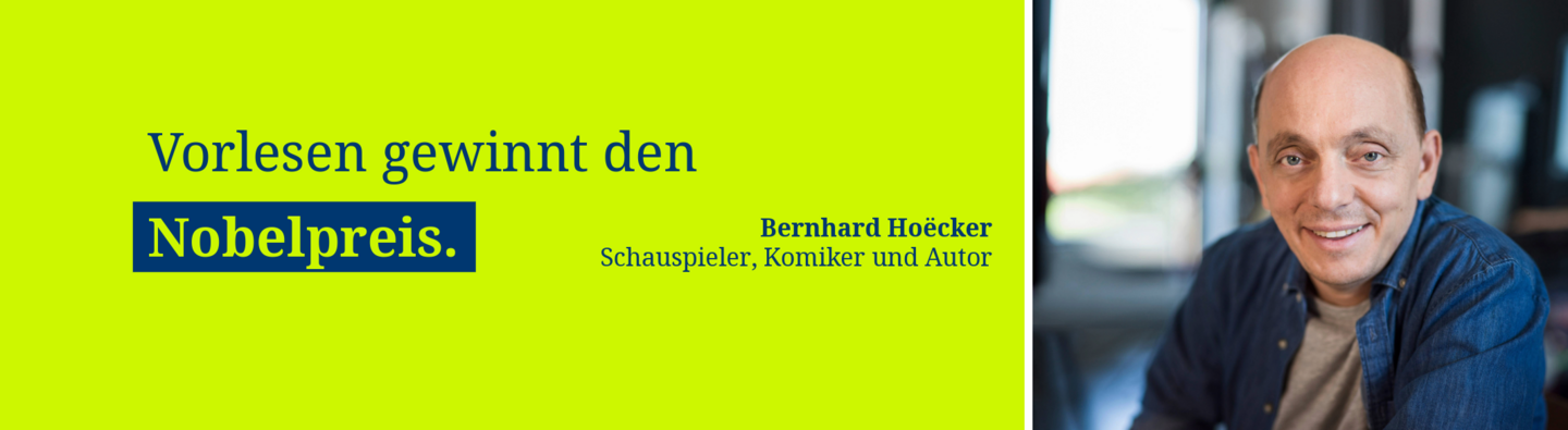Banner mit dem Zitat „Vorlesen rettet den Eisbären.“; daneben ist ein Porträt der Autorin und Moderatorin Jennifer Sieglar zu sehen.